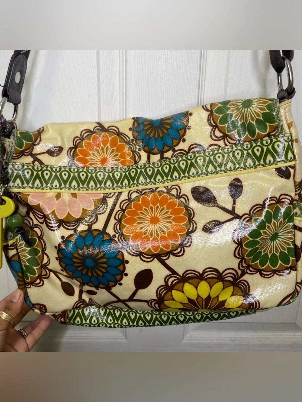 Fossil Color Coated Canvas Shoulder Crossbody Computer Bag Travel Bag